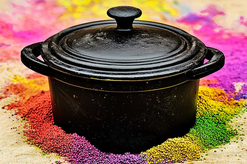 Black pot and explosion of colours by Art & Soul Creations
