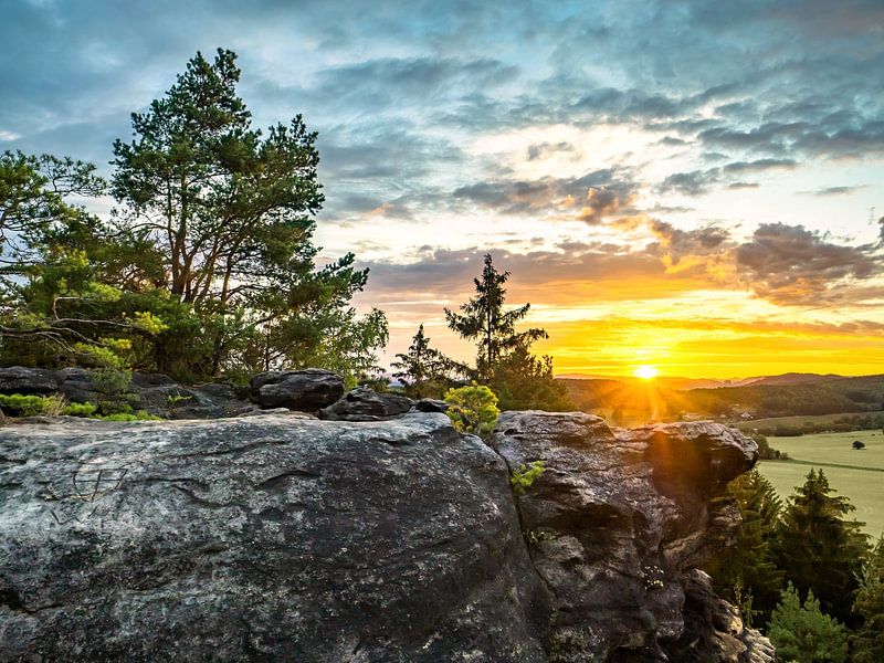 Quirl, Sächsische Schweiz - Felsplateau und Feld von Pixelwerk