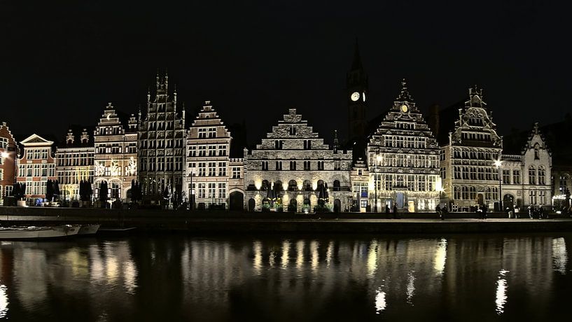 Graslei in Ghent by night by Kristof Lauwers