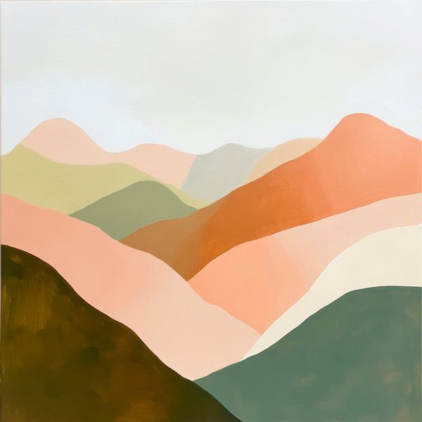 Glooiende heuvels in pastelkleuren van Poster Art Shop