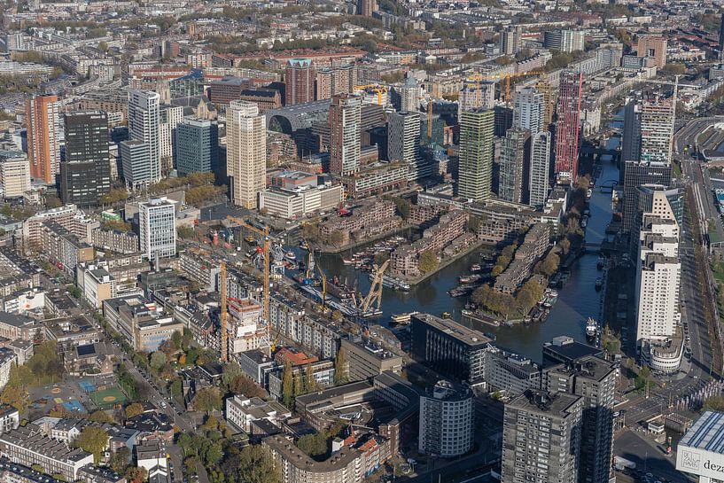 The heart of Rotterdam with a view of the area around the Harbour Museum. by Jaap van den Berg