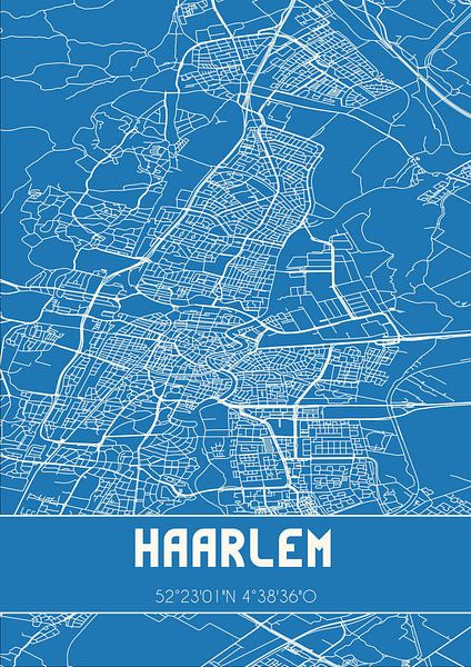 Blaupause | Karte | Haarlem (Noord-Holland) von Ortsdrucke