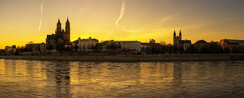 Magdeburg skyline at sunset by Frank Herrmann