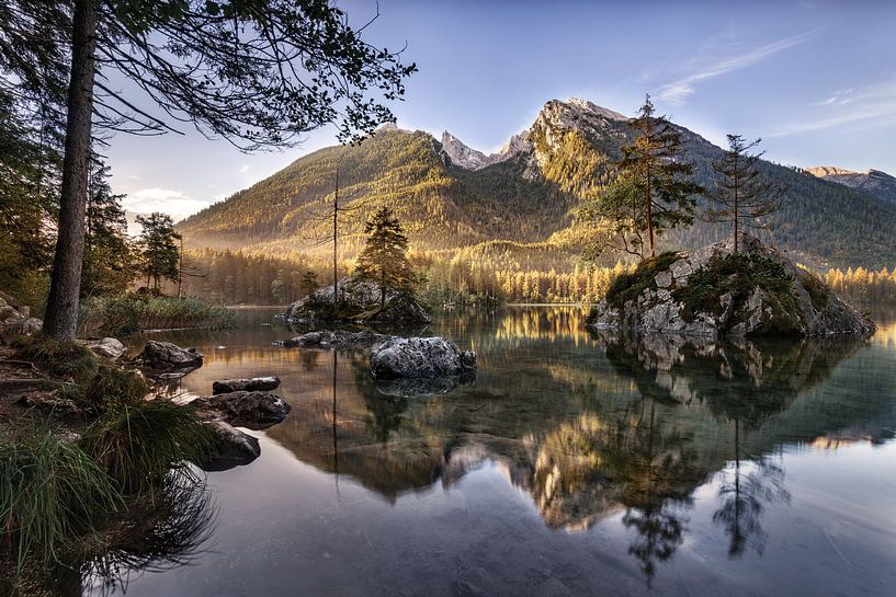 The Hintersee in Bavaria near Ramsau in Berchdesgaden in the morning light by Voss photography