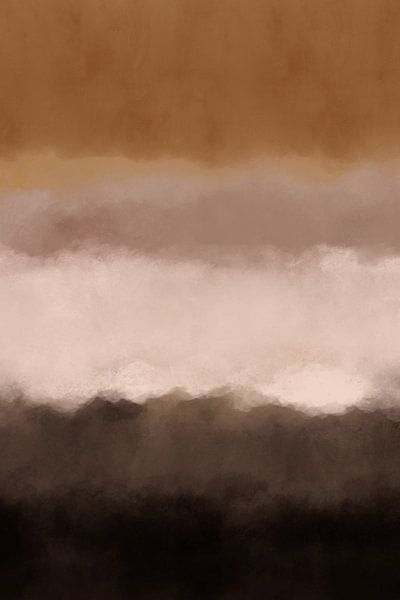 Abstracte Horizon in oker, wit, bruin. van Dina Dankers