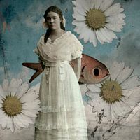 Vintage-Schönheit mit Goldfisch