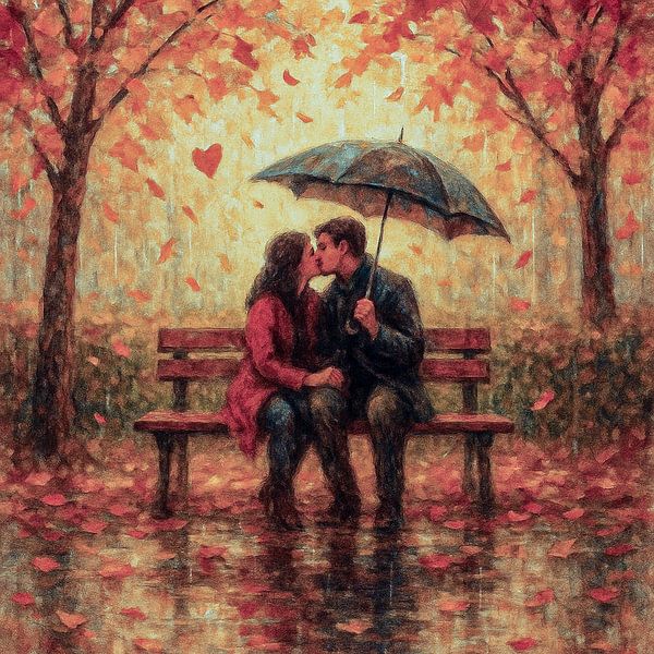 Herbstkuss im Regen von Ainoeska