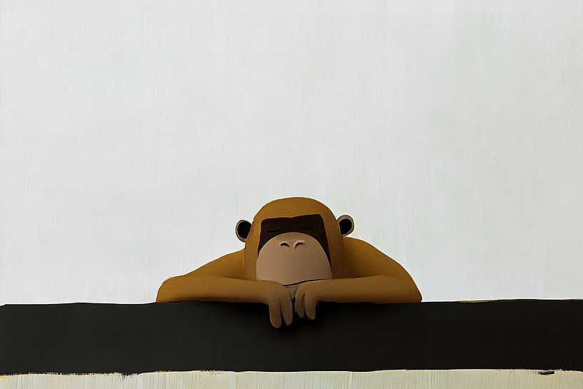 Ruhender Affe auf einem Balken von Art & Soul Creations