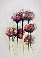 Watercolour of pink peonies, abstractly painted.