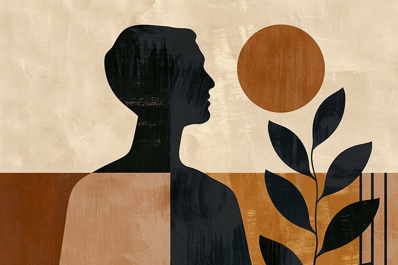 Abstraktes menschliches Profil mit natürlichen Elementen von Art & Soul Creations