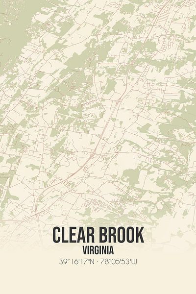 Alte Karte von Clear Brook (Virginia), USA. von Ortsdrucke