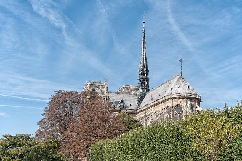 Achterzijde van de Notre-Dame in Parijs van Rene du Chatenier