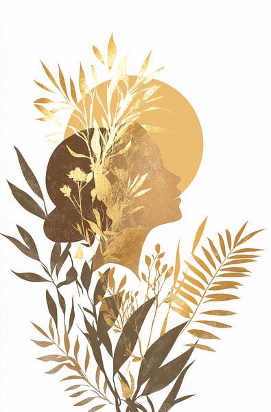 Golden woman and nature silhouette by Imperial Art House
