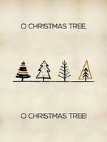 Scandinavische print met kerstbomen in goud en zwart