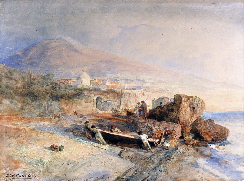 Fishing boat being overtaken, OSWALD ACHENBACH, c. 1880 by Atelier Liesjes