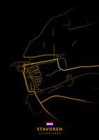 Stavoren Stadtplan Modern Schwarz Gold