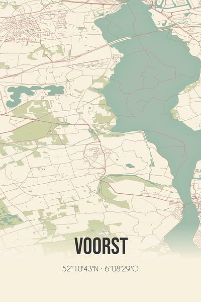 Carte ancienne de Voorst (Gelderland) par Affiches de lieux