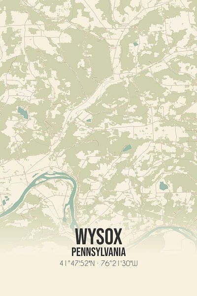 Alte Karte von Wysox (Pennsylvania), USA. von Ortsdrucke