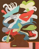 Fleurs, fantaisie, abstrait, coloré, (WADM10)