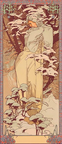 Winter, Alphonse Mucha (Serie Jahreszeiten) von Meisterhafte Meister