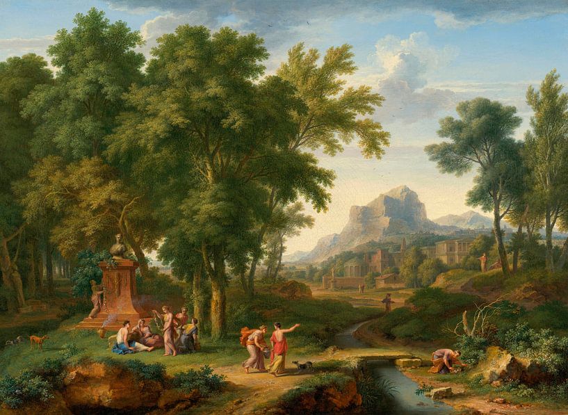 Arkadische Landschaft mit einer Flora-Büste, Jan van Huysum von Meisterhafte Meister