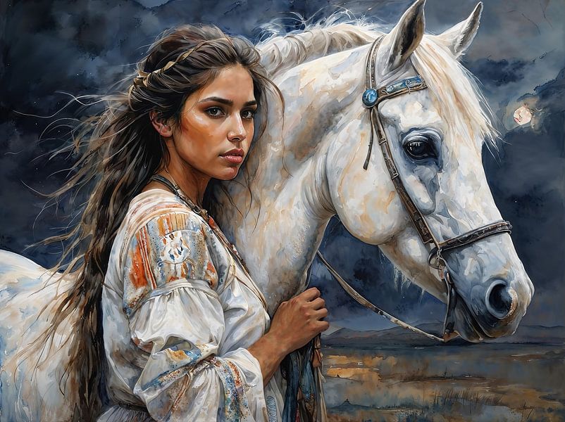 Âmes connectées : Fille et cheval par Retrotimes