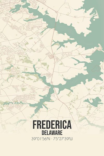 Carte ancienne de Frederica (Delaware), USA. par Affiches de lieux