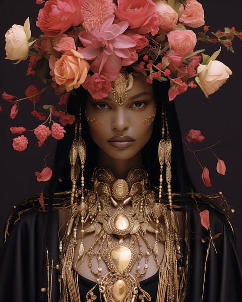 Portrait moderne &quot;Flower girl&amp;quot ; par Carla Van Iersel