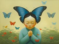 Little girl with Blue Butterfly