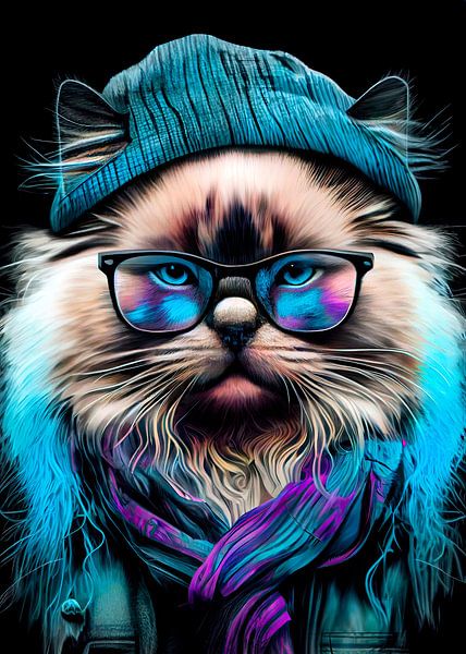 Hipster-Katze Juniper #Katze von JBJart Justyna Jaszke
