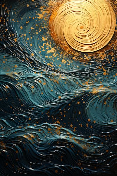 Sun and waves - golden storm by Dunto Venaar