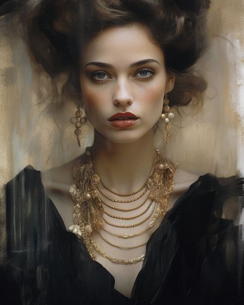 Porträt moderner Chic mit einem Hauch von Gold von Carla Van Iersel