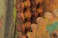 Rusted gears with chains