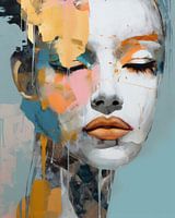 Portrait abstrait moderne aux couleurs pastel