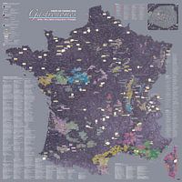 Carte de France des Gastronomes ambiance AUBERGINE (mise à jour 2024)