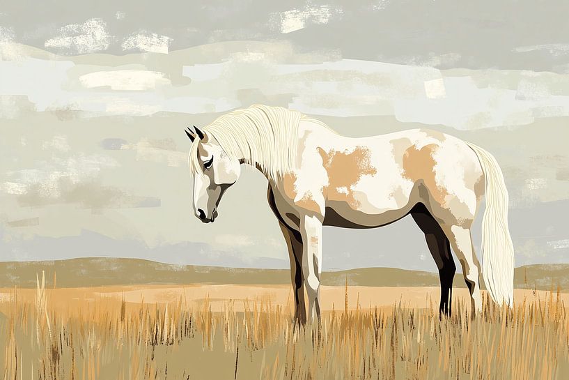 Pferd in minimalistischer Landschaft von Imperial Art House