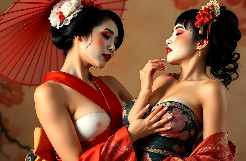 Japanische Kunst Geisha Liebe von Egon Zitter