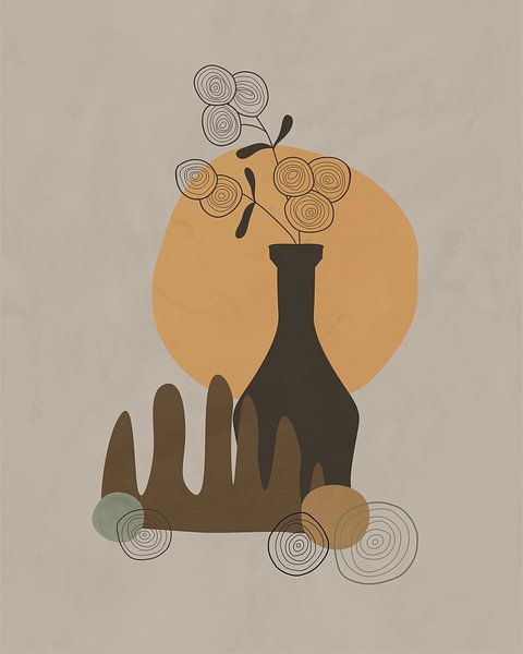 Modern still life of an abstract flower in a bottle by Tanja Udelhofen