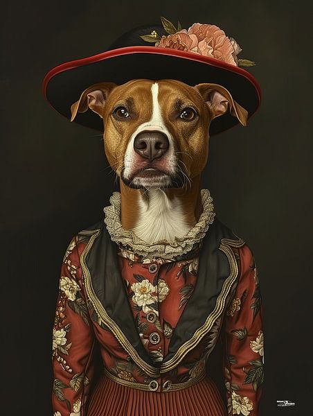 chien en robe victorienne par Gelissen Artworks