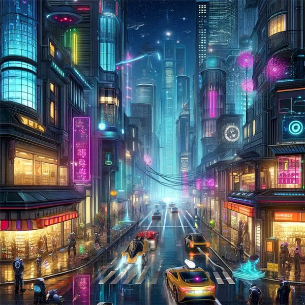 Cyberpunk City at Night von Eric Nagel
