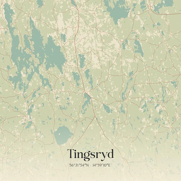 Carte ancienne de Tingsryd, Suède. par Affiches de lieux