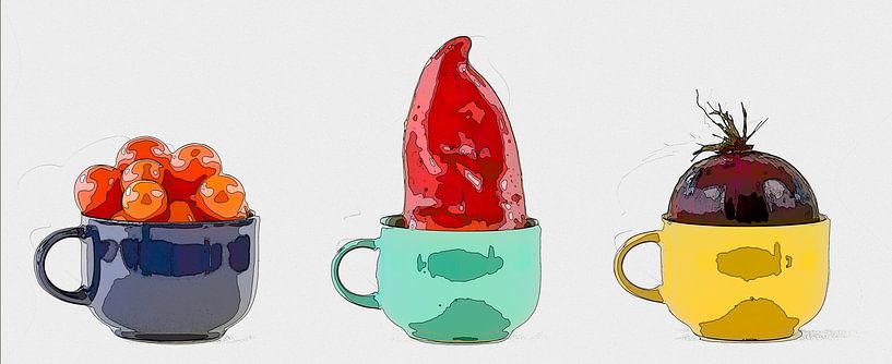 Drei Tassen mit Gemüse von Leopold Brix