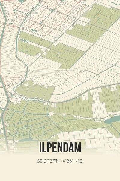 Vieille carte d'Ilpendam (Hollande du Nord) par Affiches de lieux
