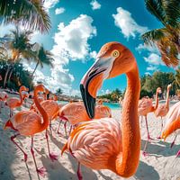 Flamingos am Strand - Tropisches Paradies