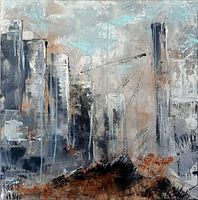 Skyline Brouillard Abstrait Acrylique Industrial City