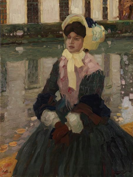 Leo Putz - Portrait of Veronika Kirmaier in the Schleissheim Garden (1903) by Peter Balan
