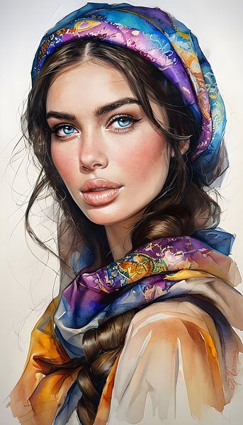 Eine Frau mit auffallend blauen Augen von Ljupka Kareska