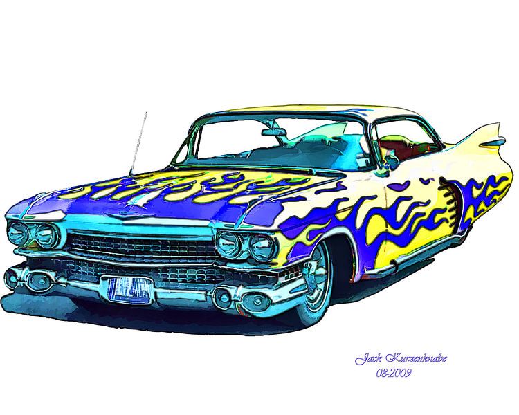 Cadillac, Blue and yellow 1959 by Atelier Liesjes