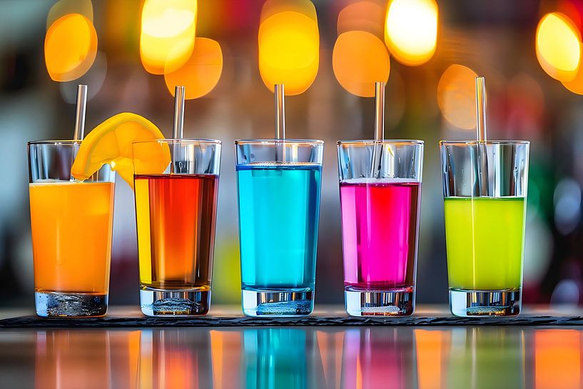 verschiedenfarbige Alkoholgläser von PixelPrestige