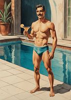 I'm Your Zaddy, Retro Poolside Pin-Up Illustration
